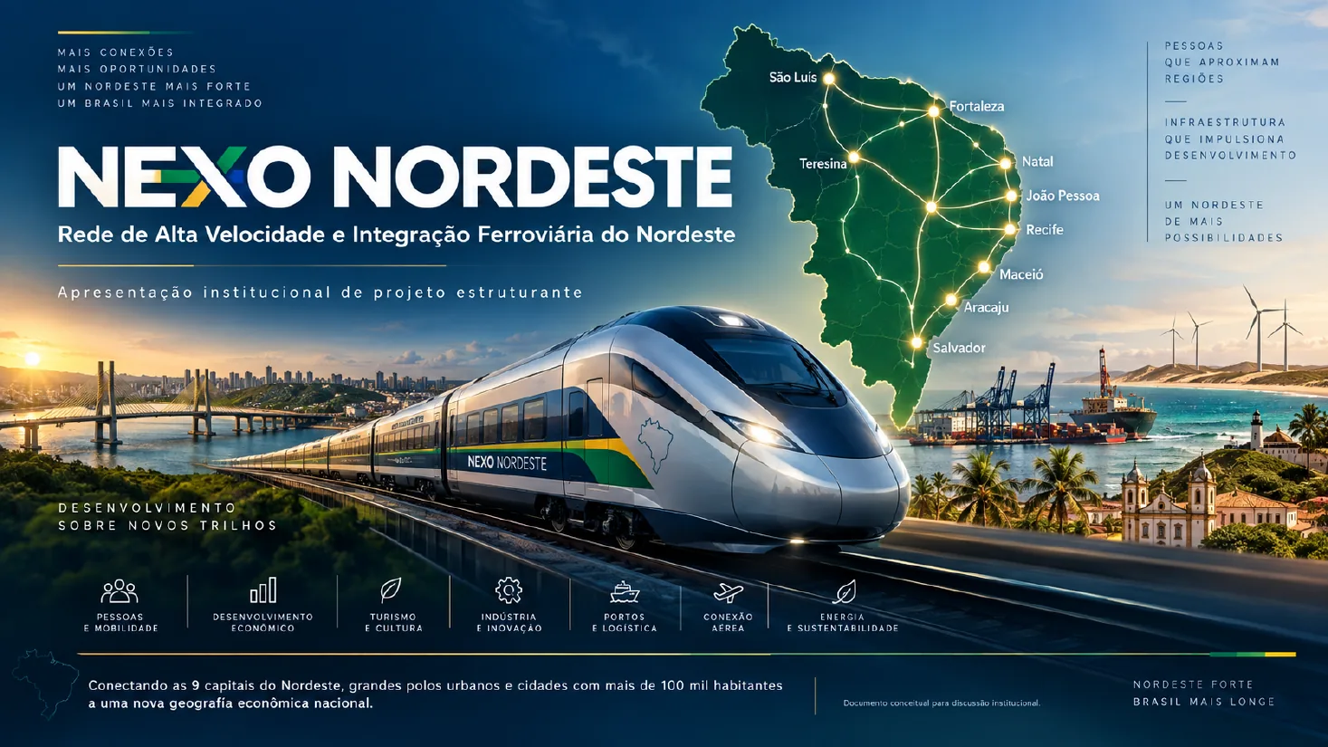 Representação conceitual da proposta ferroviária NEXO Nordeste
